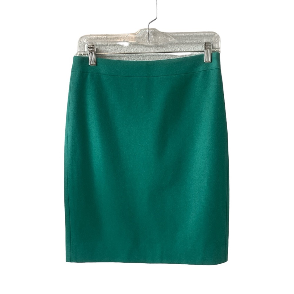 J. CREW Emerald Green Fully Lined Wool Pencil Skirt Size 2